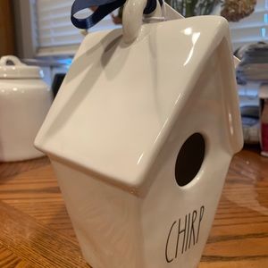 Rae Dunn Birdhouse with painted bird on back